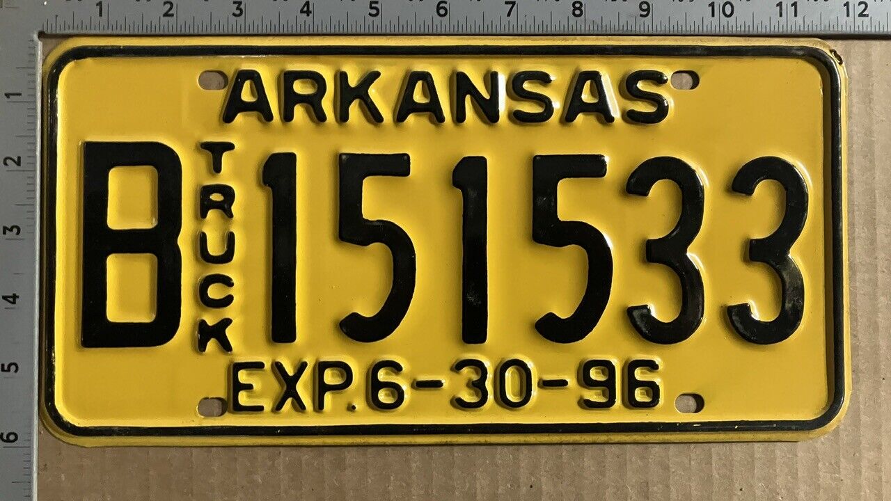 1996 Arkansas truck license plate B 151533 neat BRIGHT YELLOW 13160