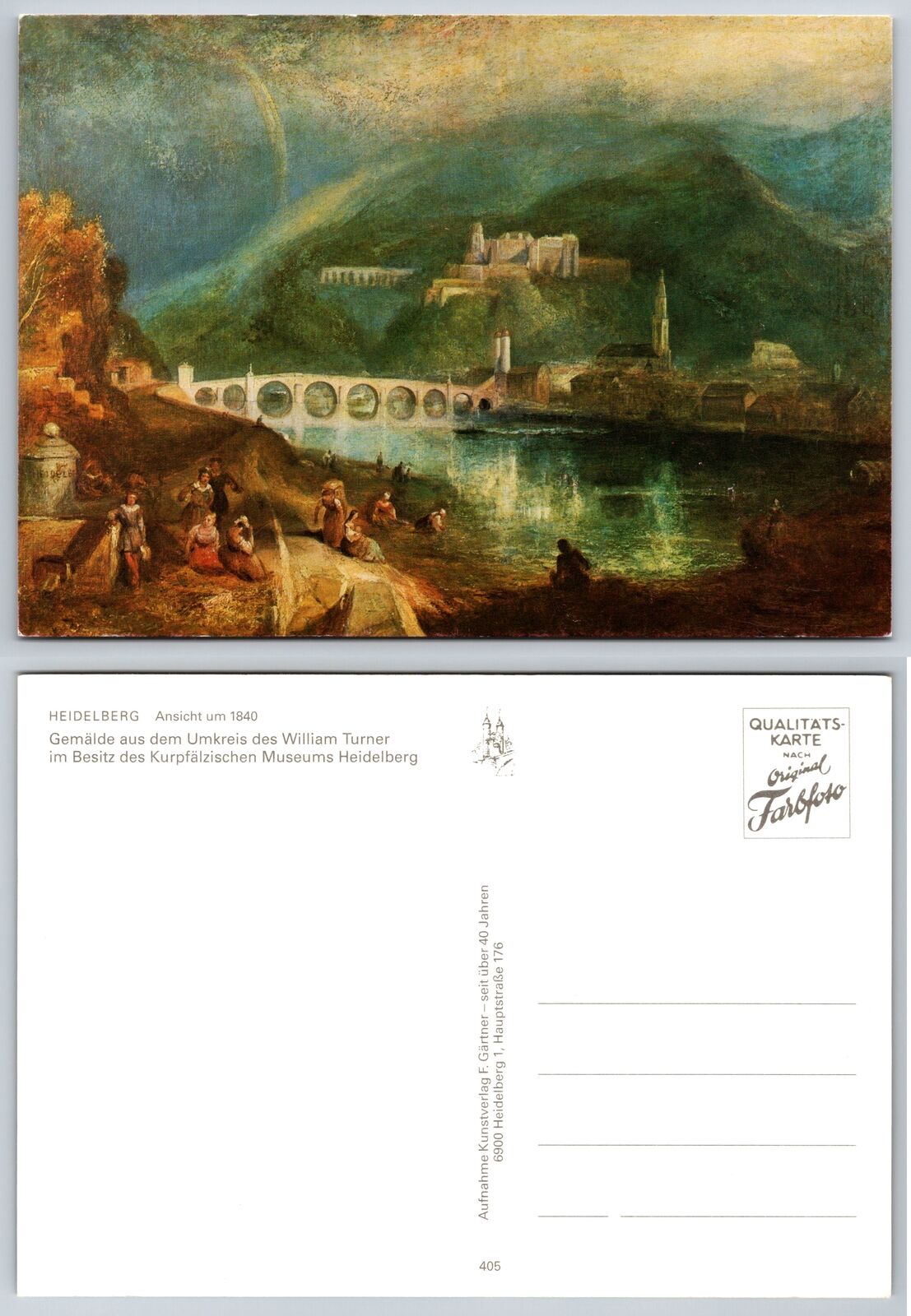 postcard - HEIDELBERG, Germany - view around 1840 - William Turner