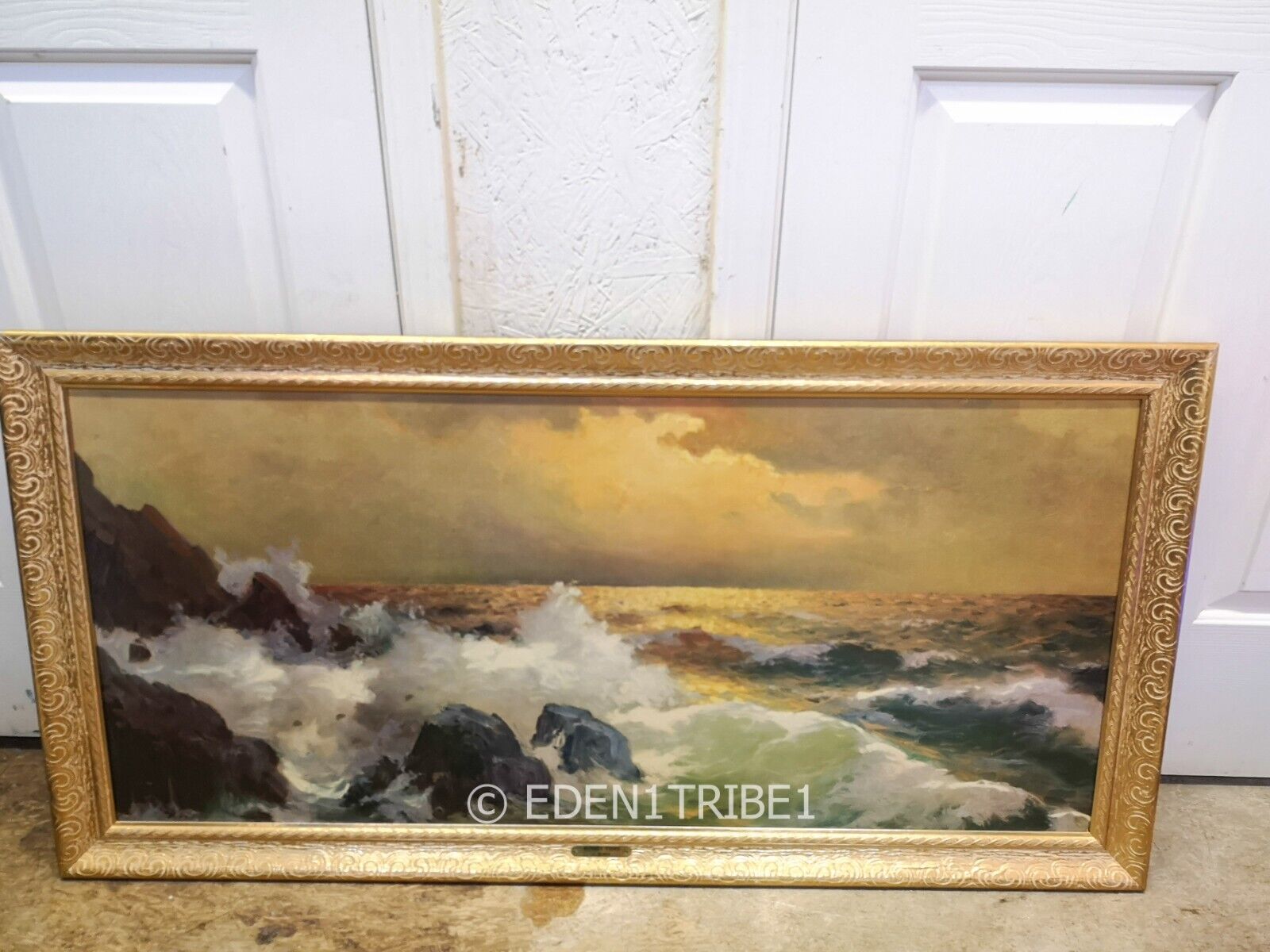 Vintage Sunset Tide Titled by C. Rossi Collectible Print Art Framed 15\