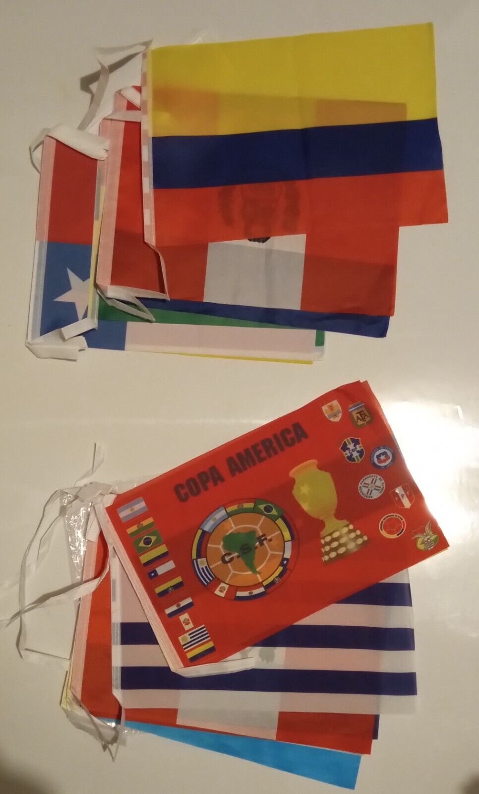 2 COPA AMERICA 2019 + COPA AMERICA GENERIC FLAGS ON A STRING - 2 SETS FOR $25