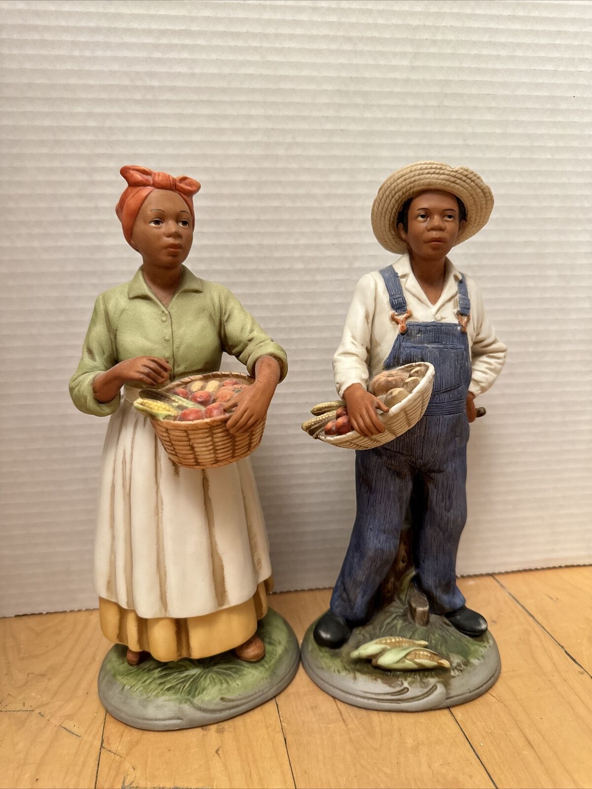 Homco Vintage  Black Man &  Woman Farmer Harvest Collection Ethnic  Preowned