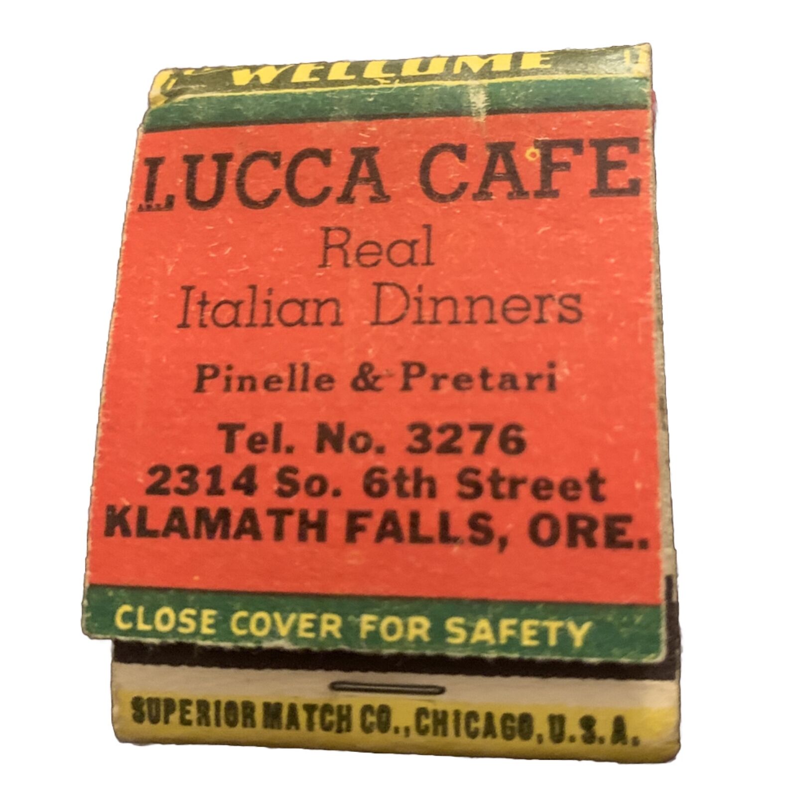 Vintage Lucca Cafe Real Italian Dinners Klamath Falls OR  Full Unstruck