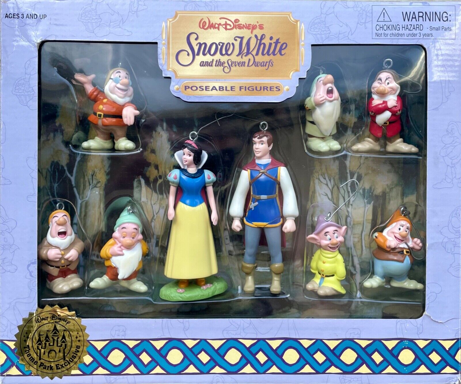 Disney\'s Snow White & The Seven Dwarfs Poseable Figures Theme Park Set of 9