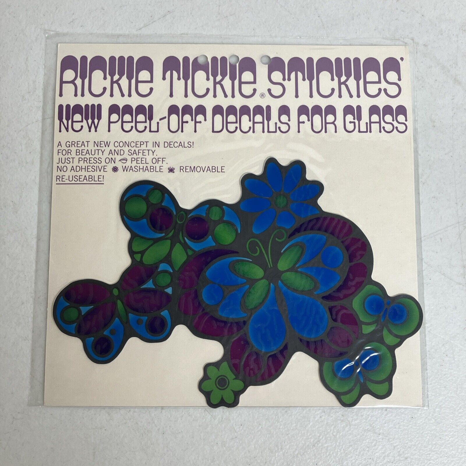 NOS Vintage 1970 Pop Art Rickie Tickie Stickies Psychedelic Flowers Stickers