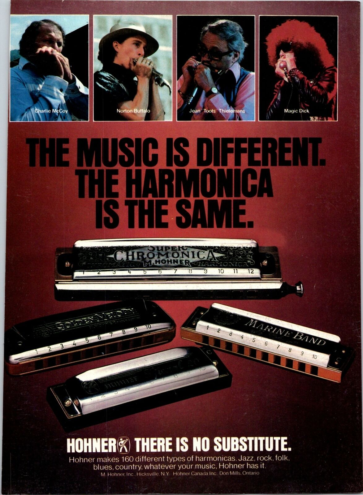1980 VINTAGE 8X11 PRINT AD FOR HOHNER HARMONICAS CHARLIE McCOY,NORTON BUFFALO++