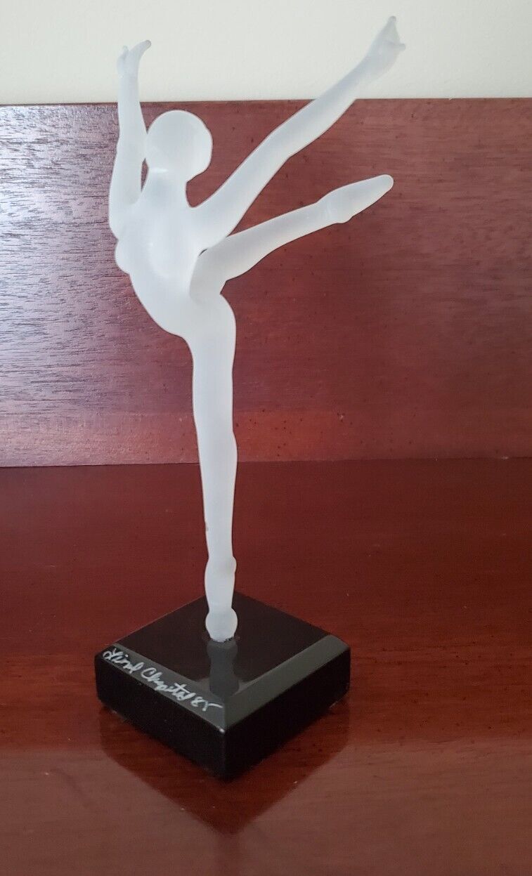 RARE Lionel Chapital Art Glass Ballerina Dancer Figurine Signed & Dated 1985