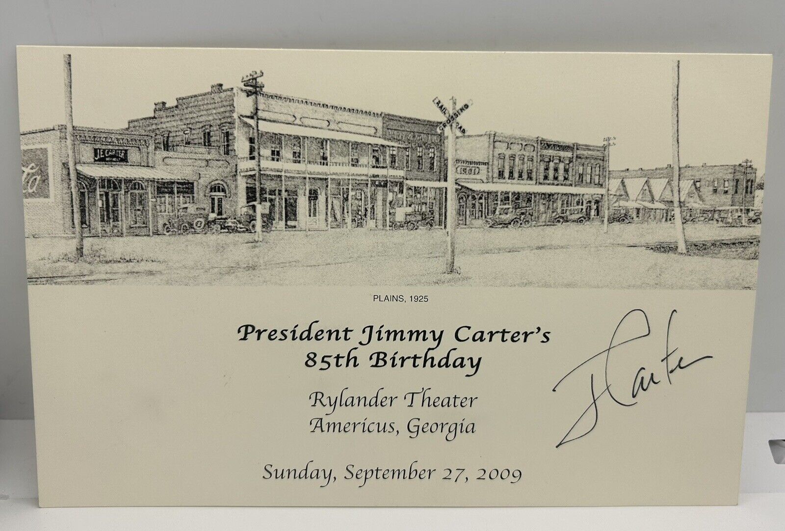 Jimmy Carter Signed 2009 85th Birthday Party Program Insert POTUS Autographed