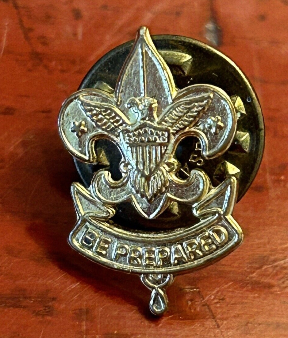 Vintage Boy Scout Pin Be Prepared BSA Lapel Pin Hat Pin Eagle Fleur De Lis Star