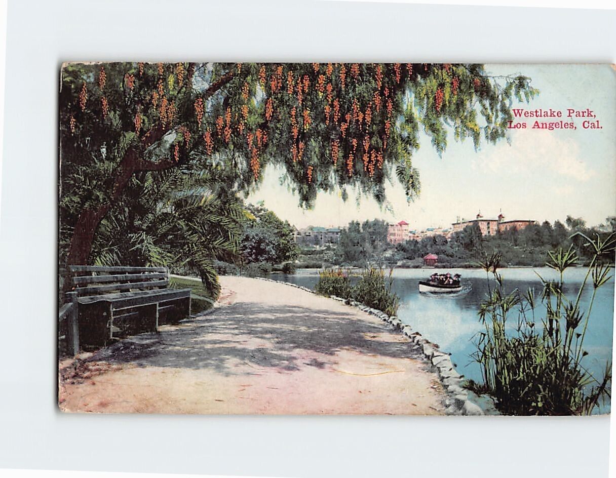 Postcard Westlake Park, Los Angeles, California