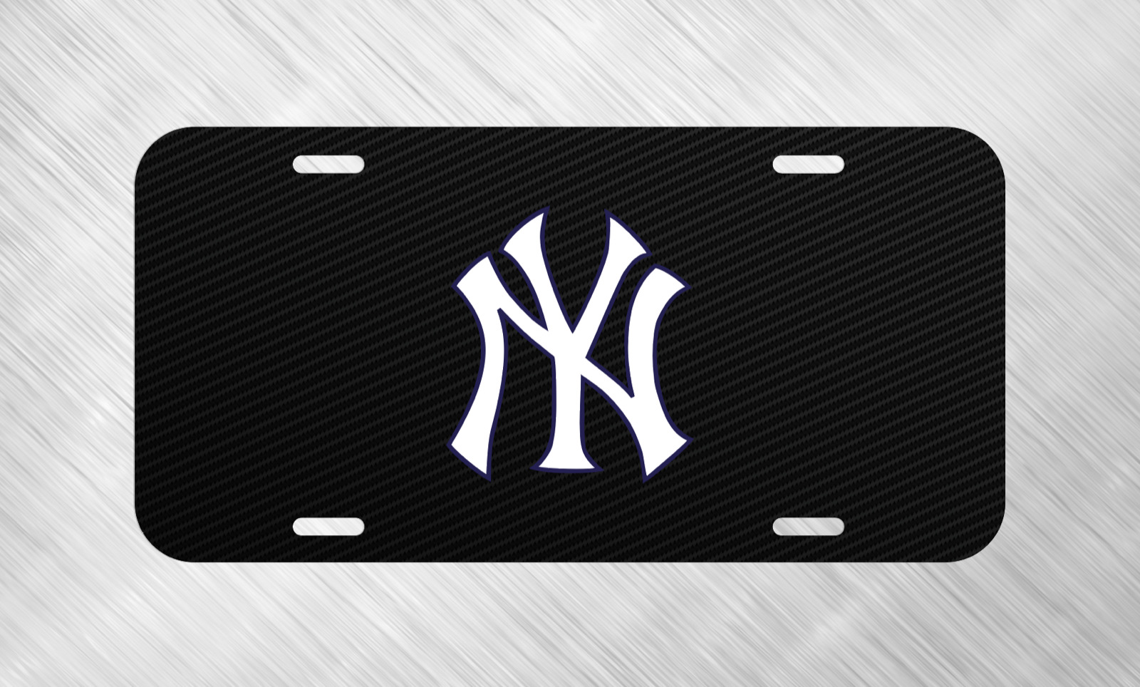 Simulated Carbon Fiber New York Yankees NY License Plate Auto Car Tag  