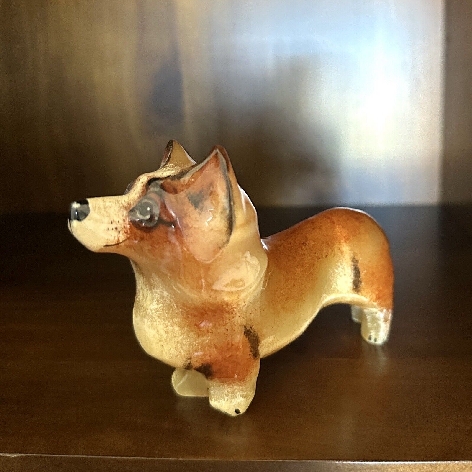 Vintage Welsh Corgi  Dog Figurine ~ Handmade Natural Stone ~ Rare