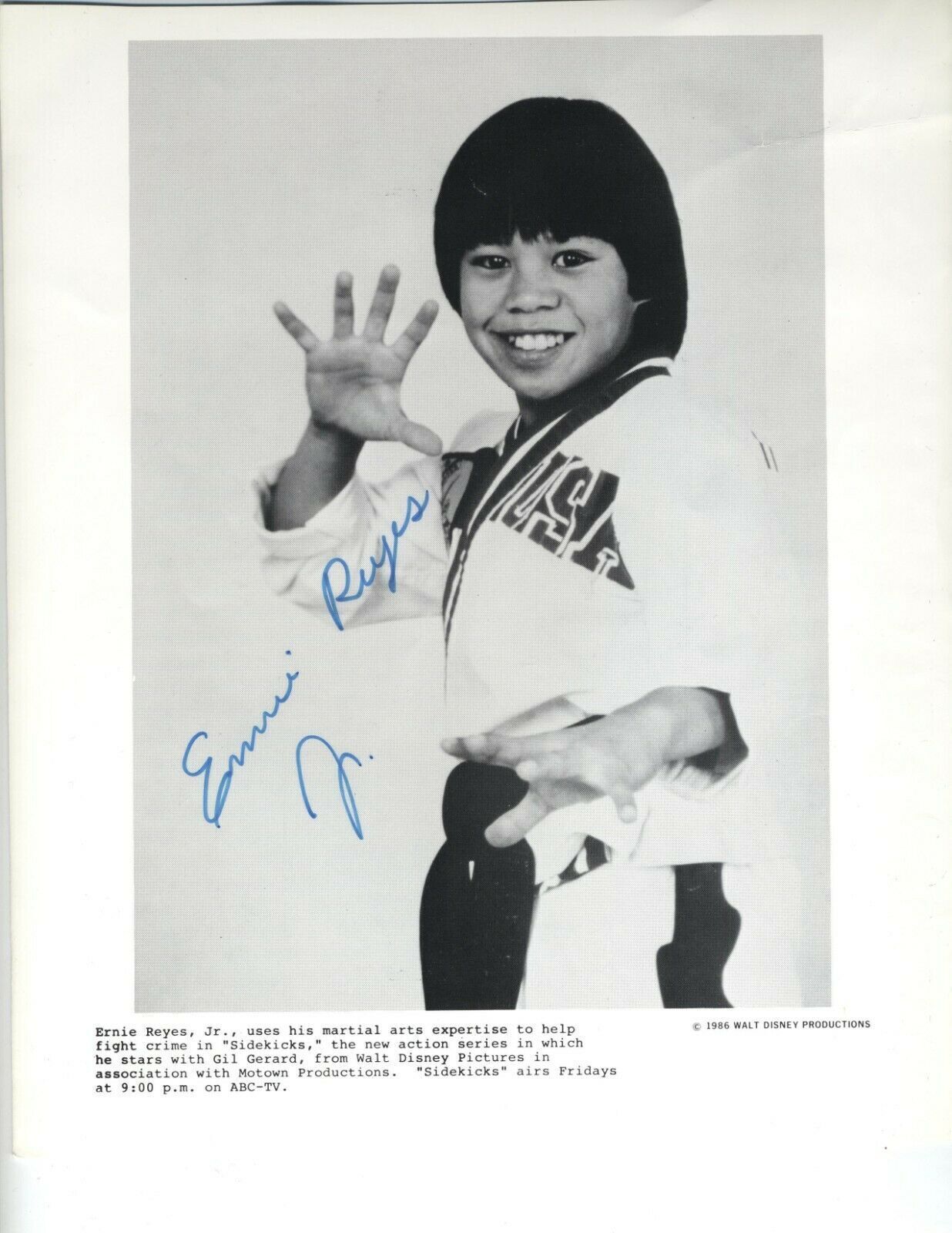 CHILD ACTOR AUTOGRAPH TAE KWON DO KARATE SIGNED PHOTO VERY YOUNG ERNIE REYES JR