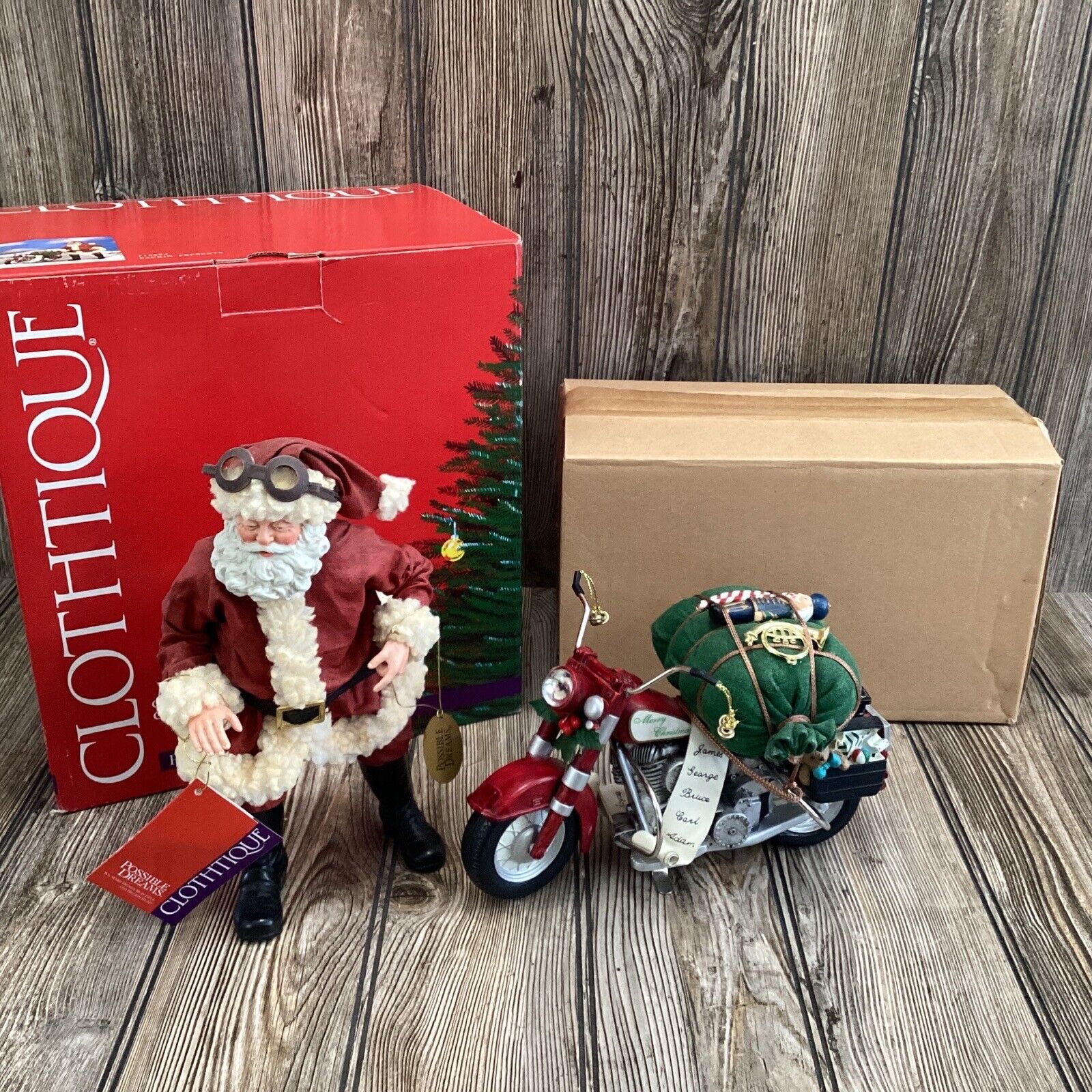 NEW~Possible Dreams 2003 Packin' Presents Clothtique Santa Motorcycle 713804