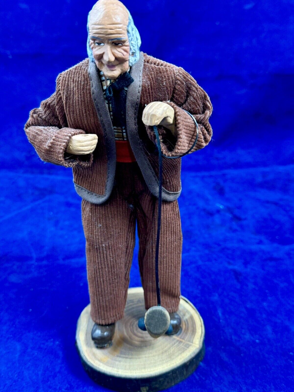 Vintage Rare Santons d'Art Old Man Clay Doll from Provence, France Handmade 