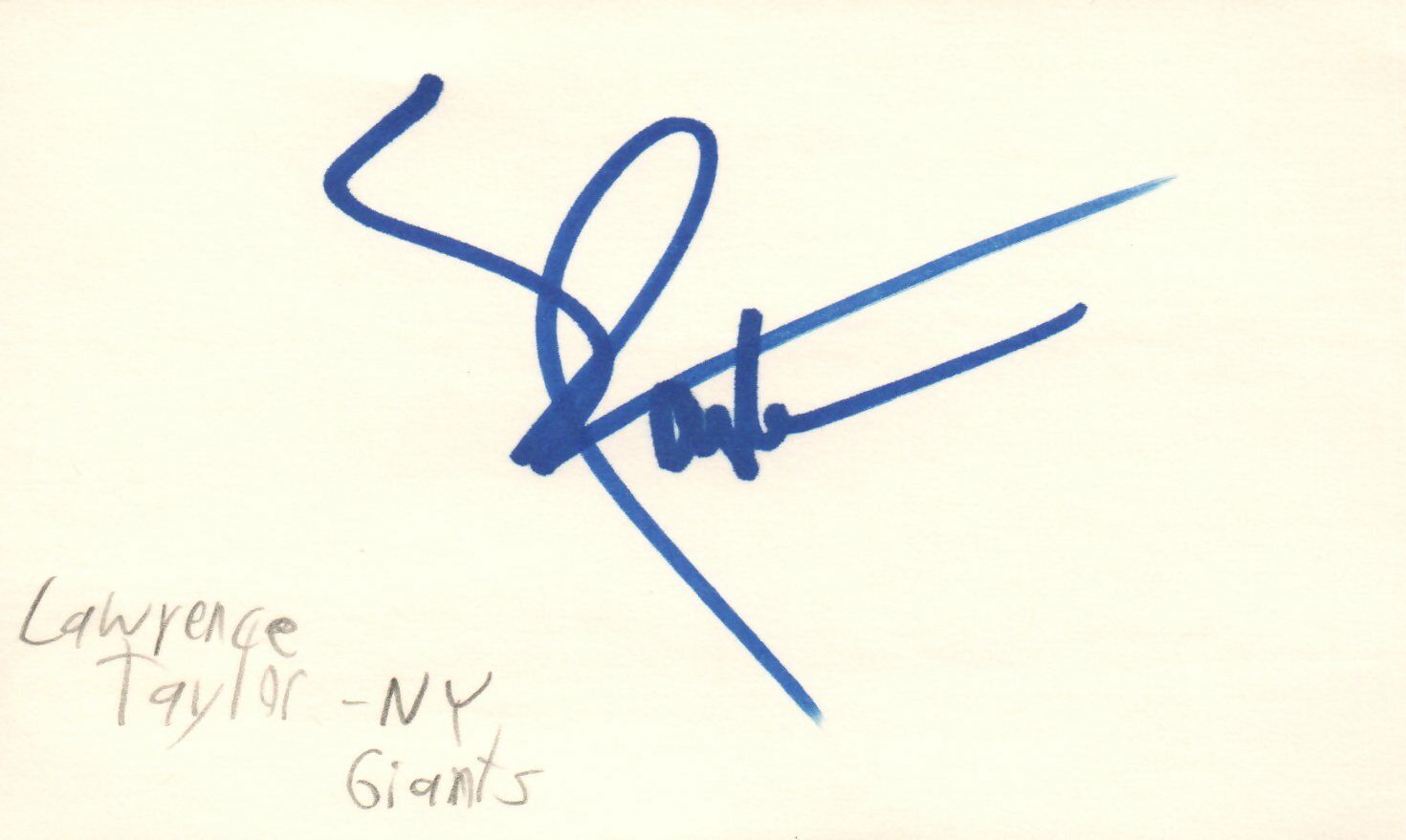 Lawrence Taylor NY Giants NFL Football HOF Autographed Signed Index Card JSA COA