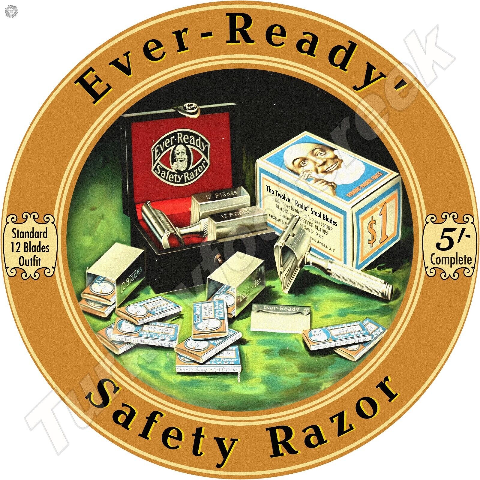 Ever-Ready Safety Razor Round Metal Sign 2 Sizes To Choose From