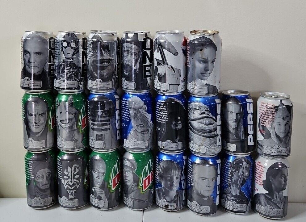 VTG Pepsi And Mountain Dew Star Wars Cans Empty 