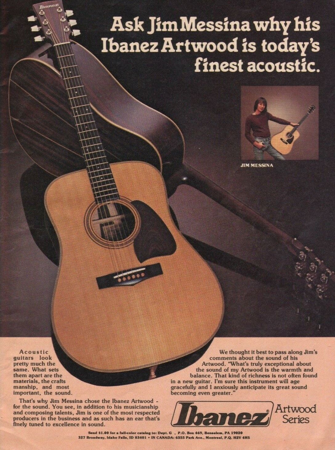 1980 Jim Messina / Ibanez Artwood Acoustic Guitar - Vintage Ad