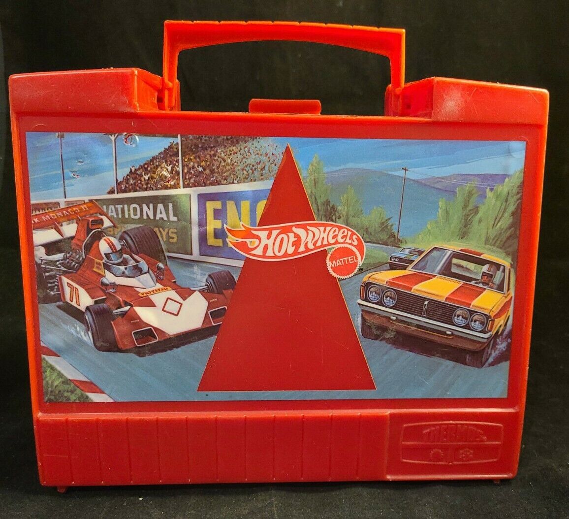 Vintage 1972 Mattel Hotwheel Thermos Plastic Lunchbox Carrying Case USA @103