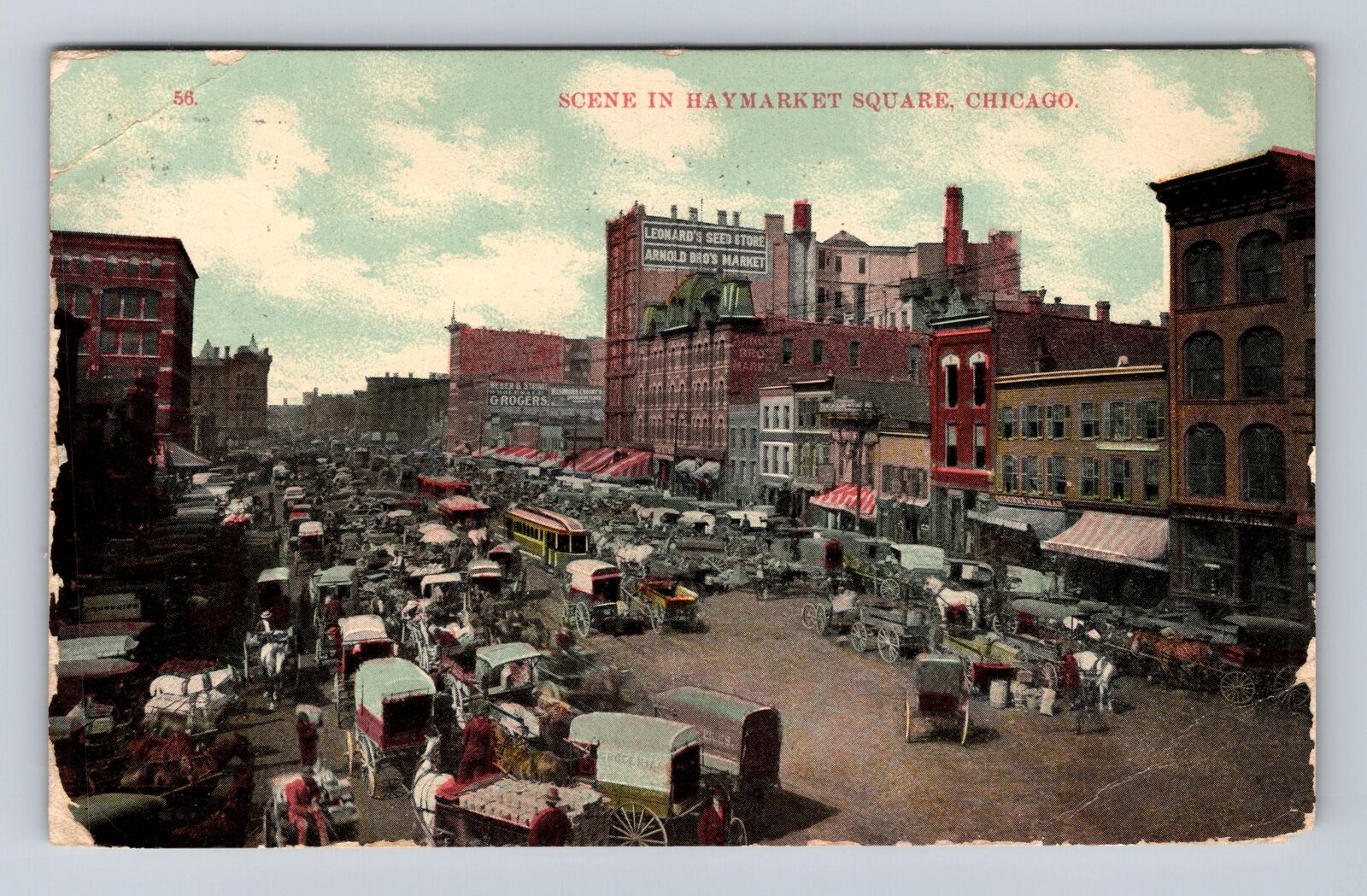 Chicago IL-Illinois, Aerial Scene In Haymarket Square, Vintage c1911 Postcard