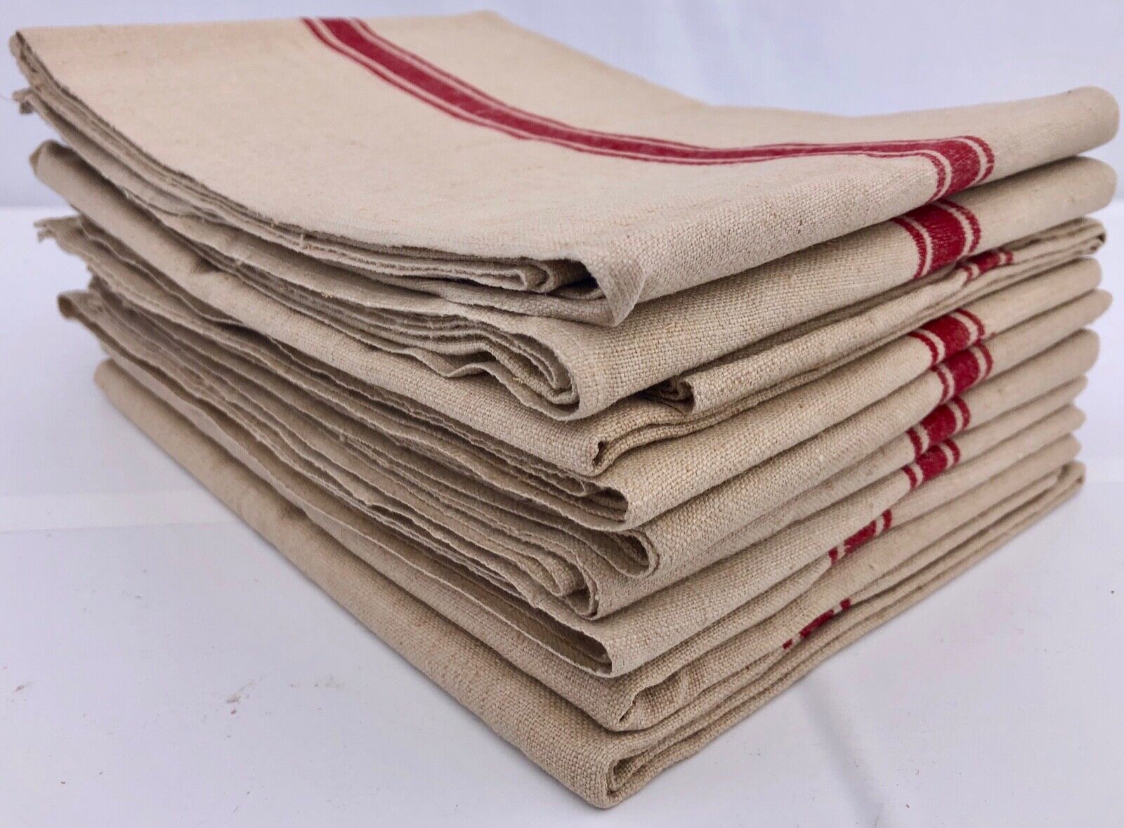 Set of Nine Large French Thick Linen Kitchen Towels/Napkins, 1950s