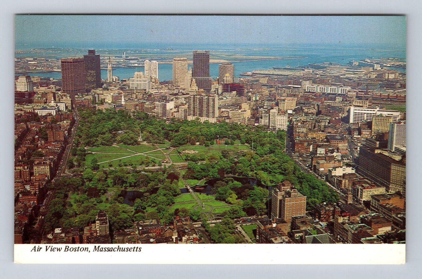 Boston MA-Massachusetts, Aerial Of Town Area, Antique, Vintage Souvenir Postcard