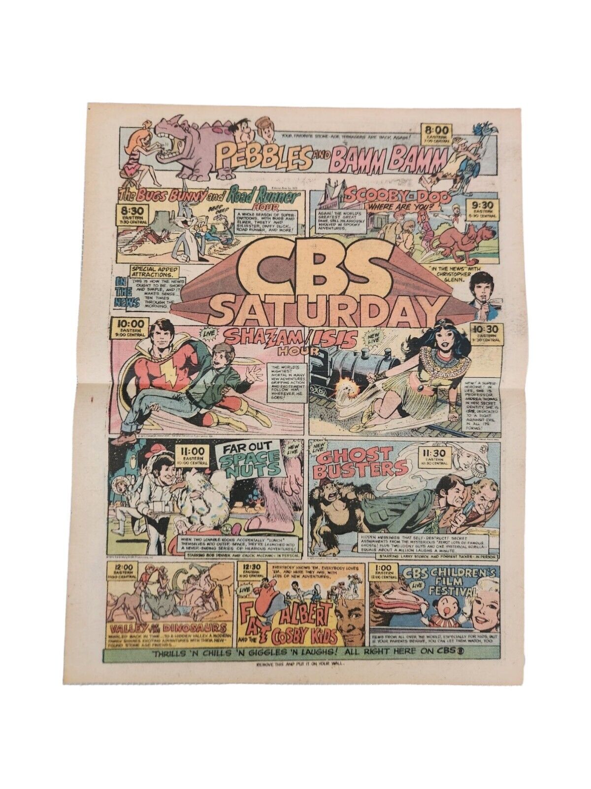 PRINT AD 1978 CBS Saturday Morning Cartoons Comic Size 2 Page Ad  Authentic 
