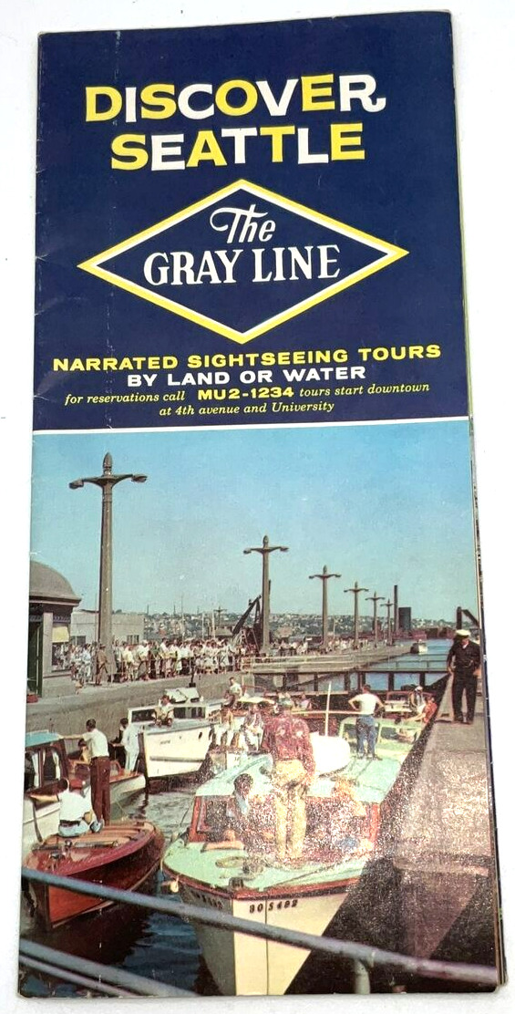 Vintage 1961 Discover Seattle The Gray Line Brochure Sightseeing Tour Mt Rainier