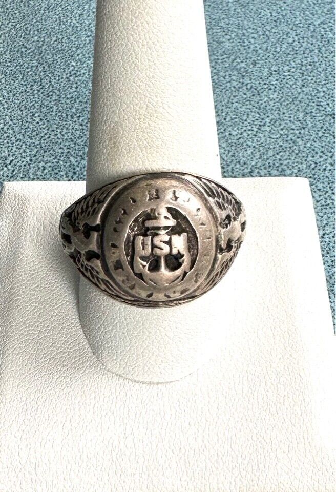 VINTAGE WWII US NAVY 925 STERLING SILVER RING SIZE 12