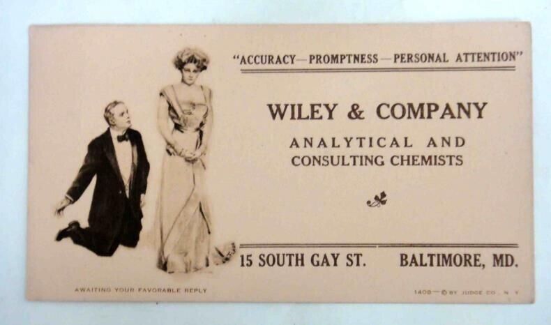 antique WILEY ANALYTICAL CONSULTING CHEMIST baltimore md INK BLOTTER PAPER propo