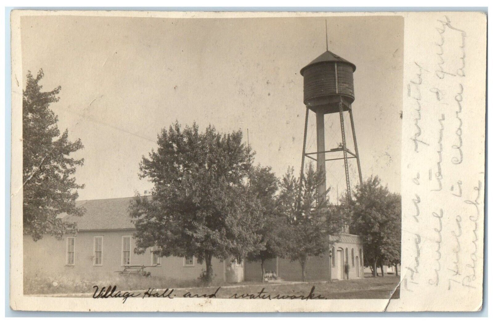 c1910's Village Hall And Water Works Sacred Heart Minnesota RPPC Photo Postcard