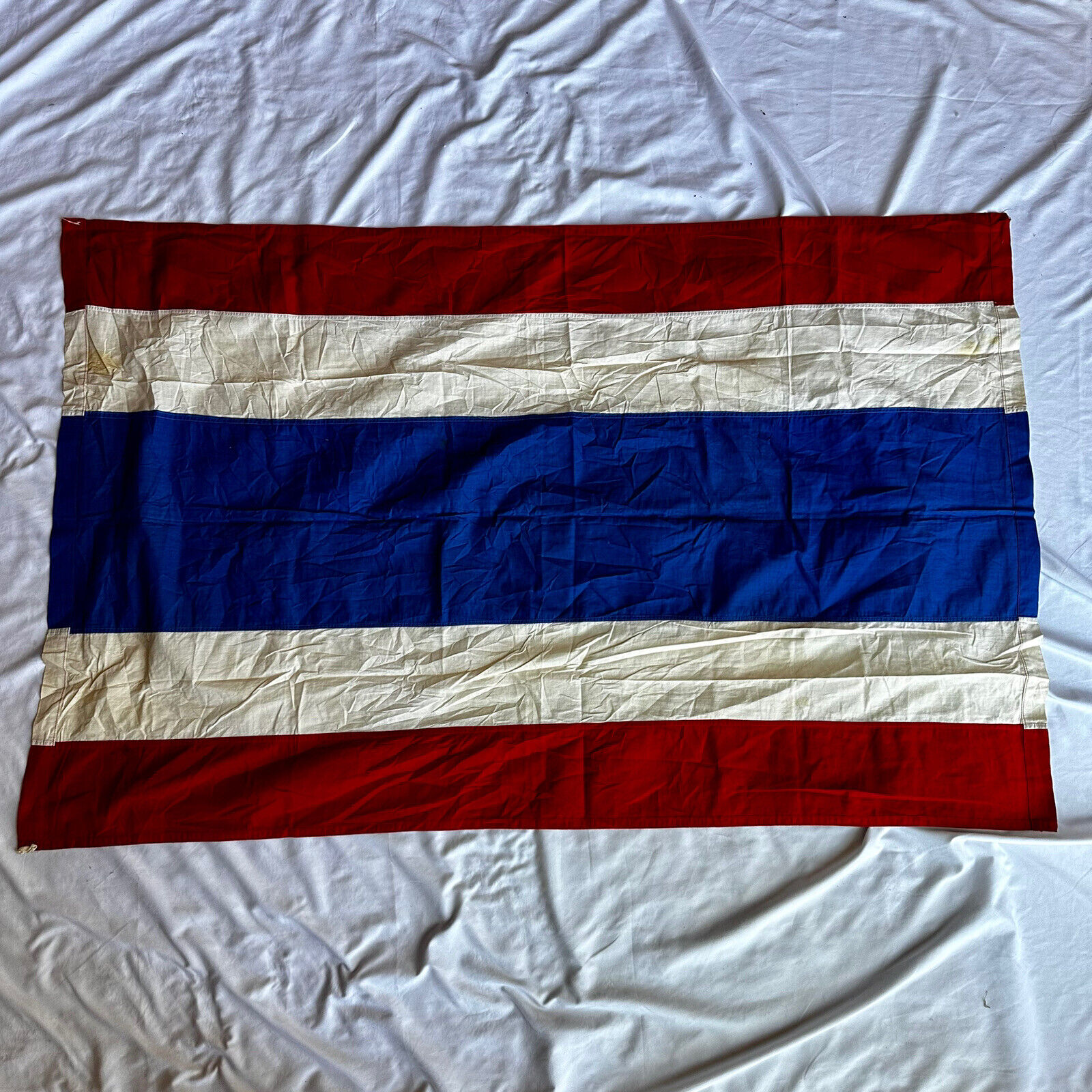 Antique 1930s 1940s Thai Linen Flag Thailand 