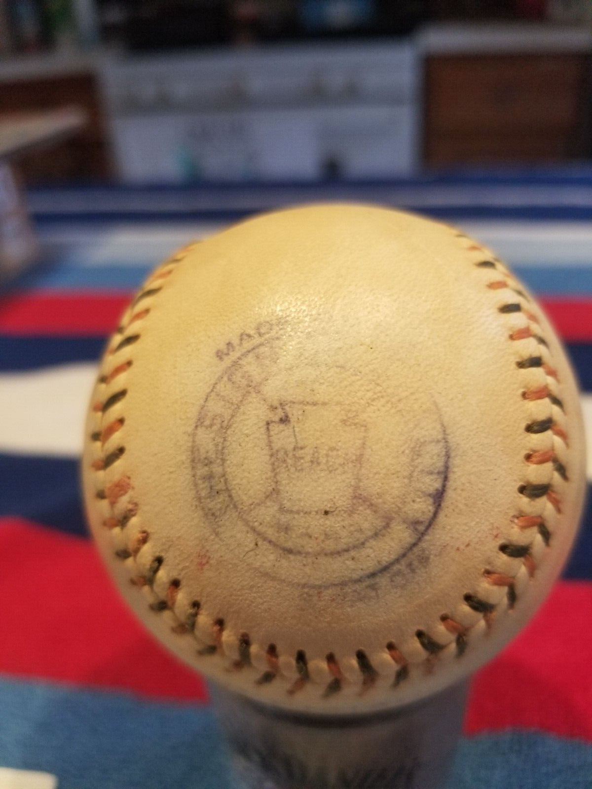 AMERICAN LEAGUE REACH BASEBALL JOHNSON WITH THE RED AND BLUE STITCHING {REPLICA}