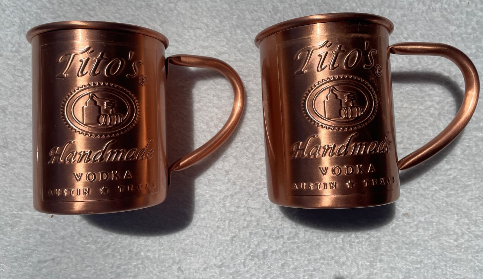 Tito’s Handmade Vodka Moscow Mule Solid Copper Mugs Collectible (Set of 2)