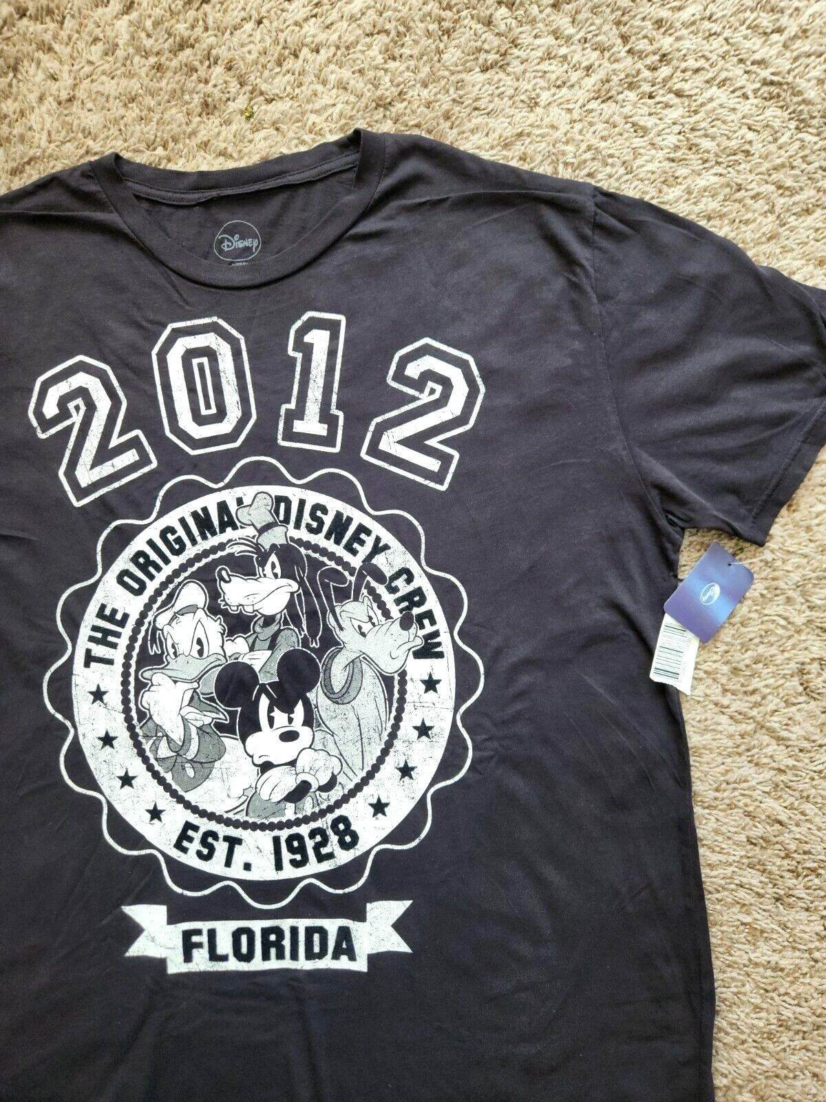 Disney Store Crew NWT NEW T-Shirt Florida 2012 Men\'s XL Deadstock Black Cotton