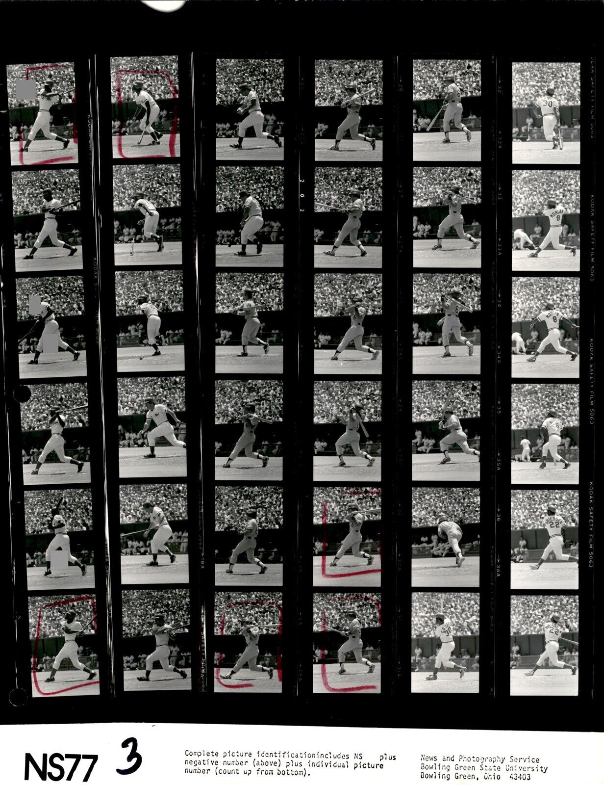 LD363 1977 Orig Contact Sheet Photo STEVE GARVEY LA DODGERS KEN GRIFFEY CIN REDS