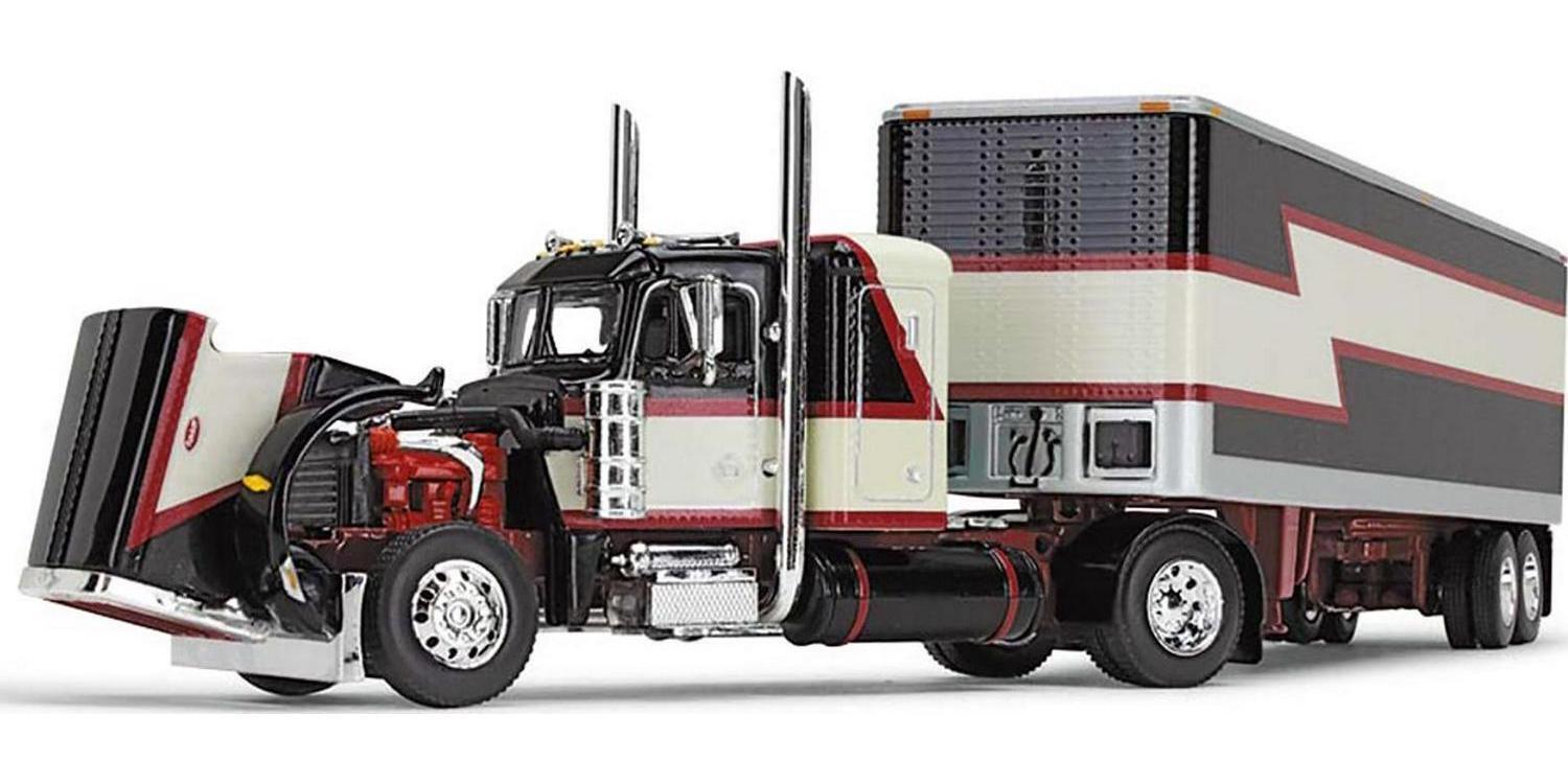 Peterbilt 359 With 36 Flat Top Sleeper And 40\' Vintage Dry Goods Trailer Black