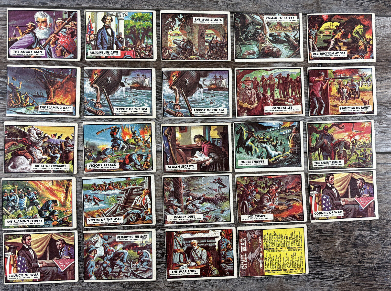 1962 Topps Civil War Trading Card Lot of 24 (22 Diff.) - Poor - VG