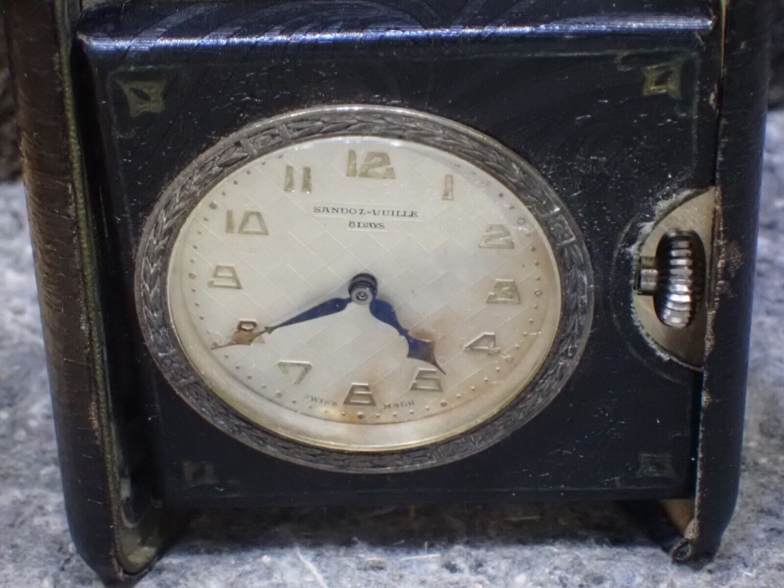 Vintage Sandoz-Vuille 8 Day Mechanical Wind Car Clock runs CU Jr. Promenade 1930