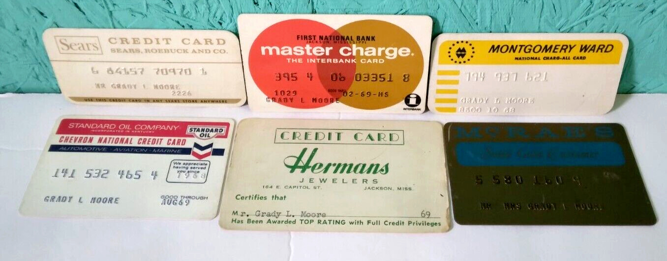 Master Charge Sears McRaes Montgomery Ward Lot Of 6 Vintage Credit Cards Rare