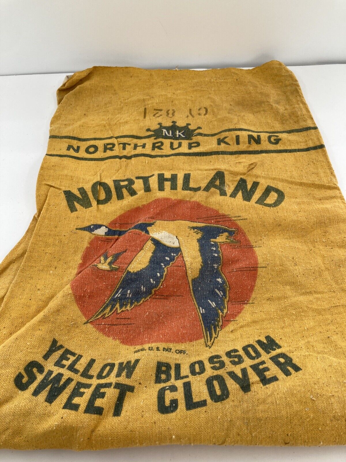 Vintage Seed Grain Bag Sack Goose Bird Northrup King Farmhouse Advertising Old