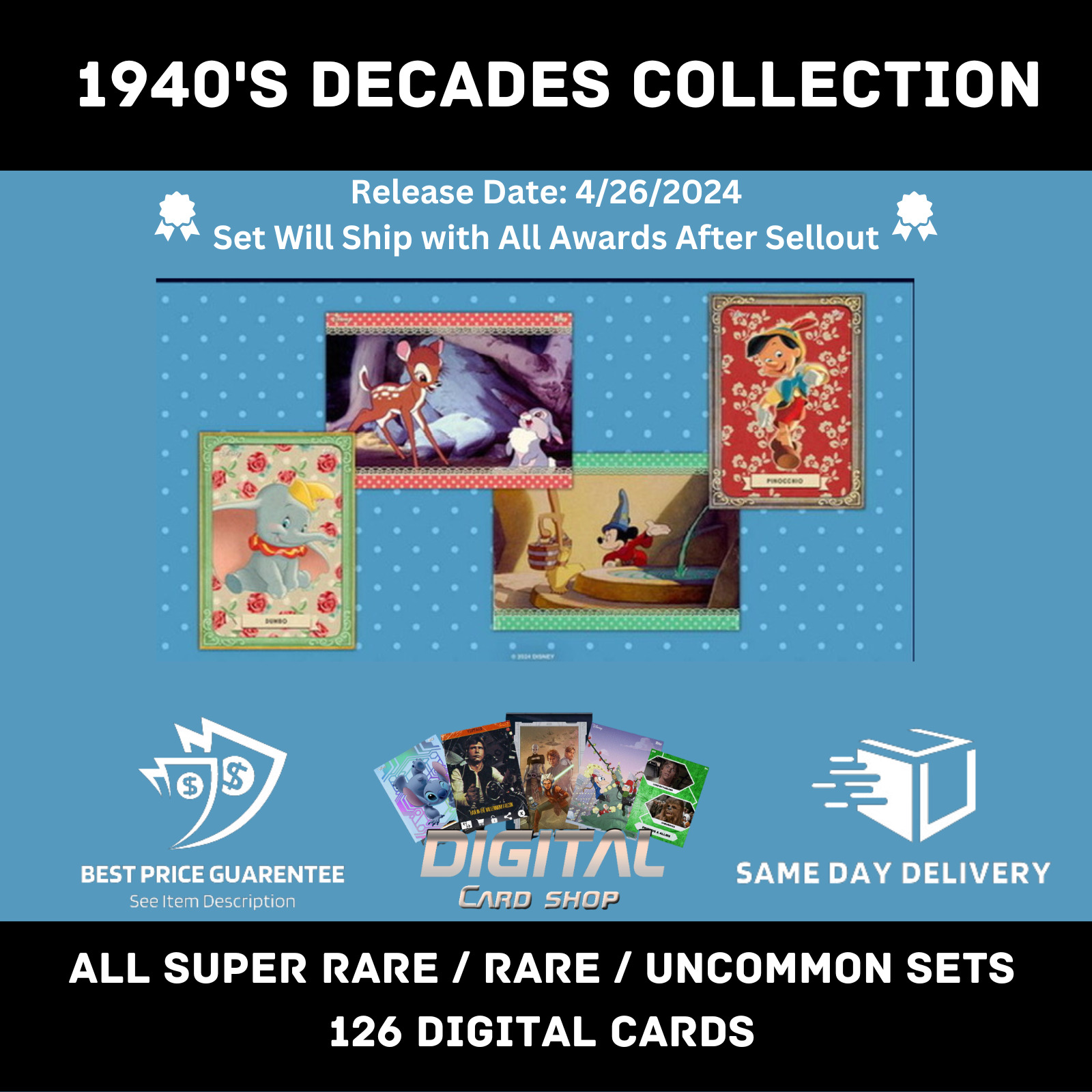 Topps Disney Collect 1940s Decades Collection - All Super Rare R UC Sets 126