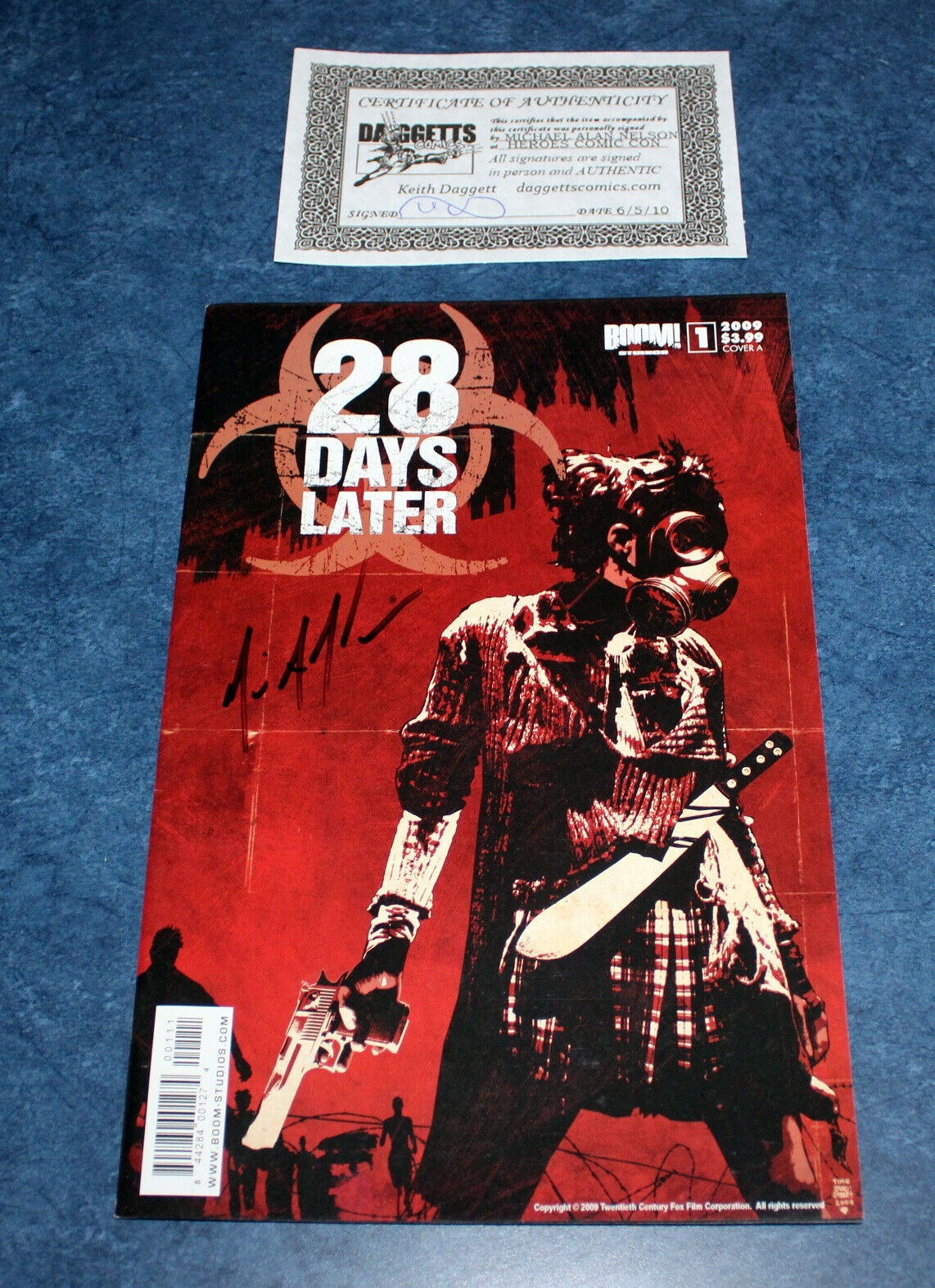 28 DAYS LATER 1 A signed 1st print BOOM STUDIOS 2009 Michael Alan Nelson COA NM-