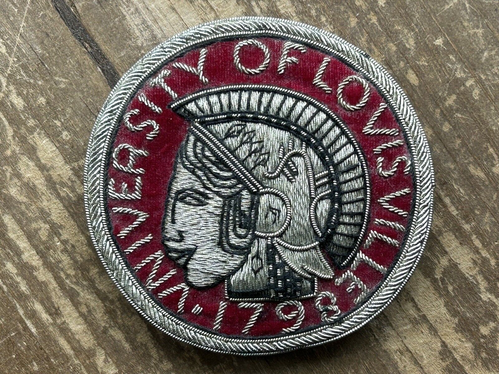 Vintage University of Louisville Embroidered Cloth Patch Pin