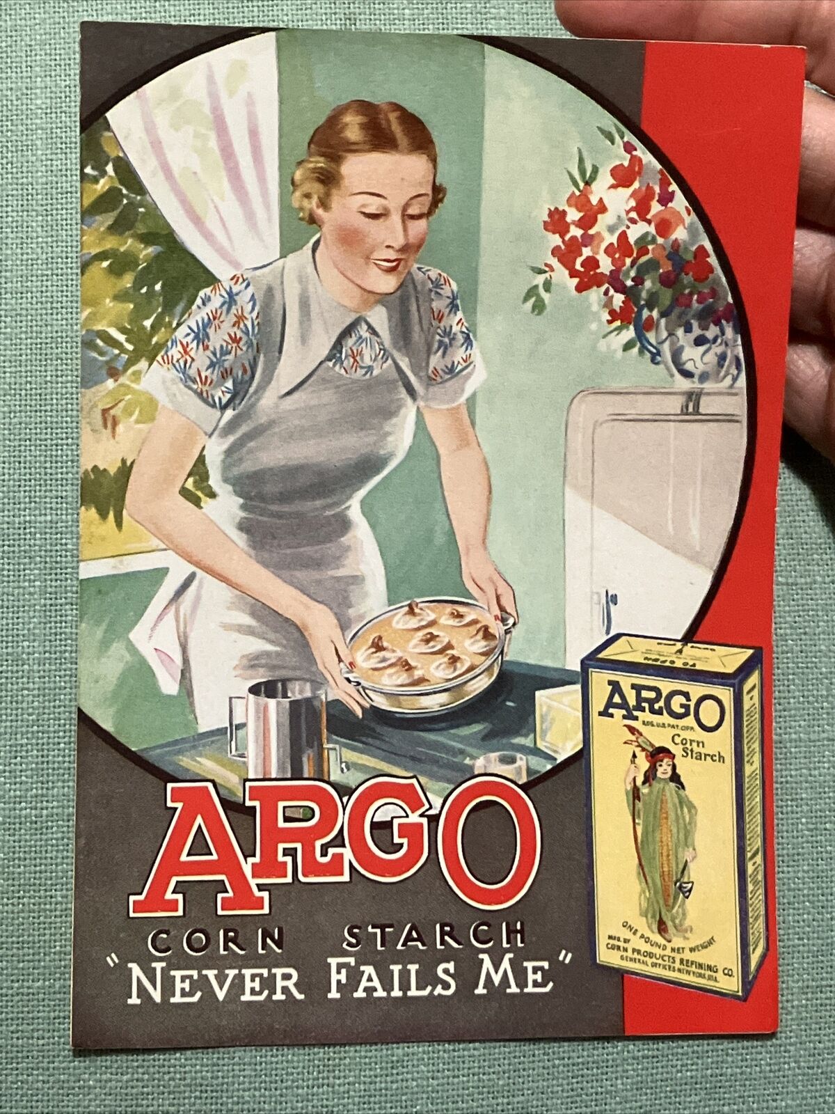 VTG RARE  Advertising ARGO CORN STARCH “ NEVER FAILS ME” Paper Recipe Brochure