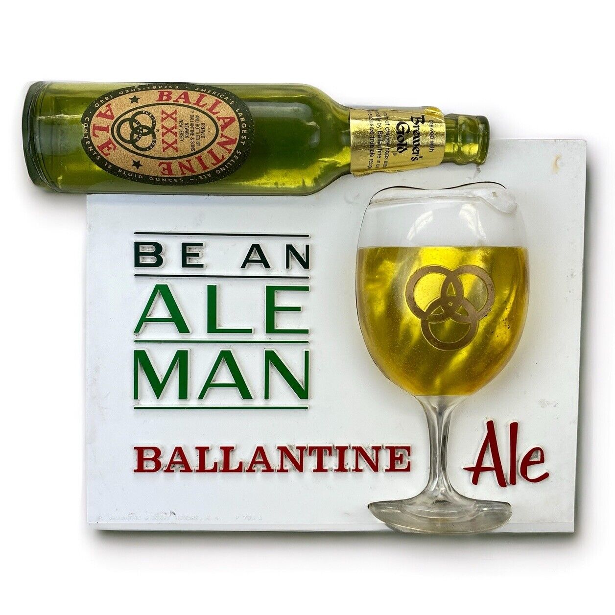 VTG 1962 Ballantine Be An Ale Man Bottle Beer Advertising Sign Newark New Jersey