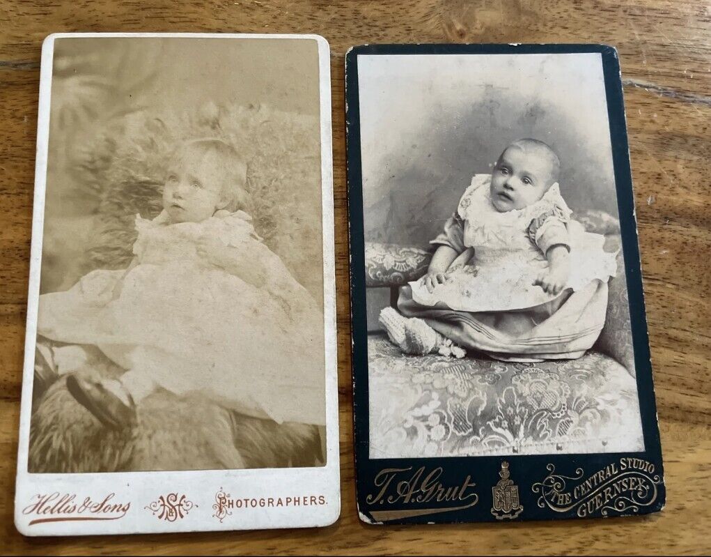 Lot of 2 CDV Antique Photos Post Mortem Children Babies Carte De Visite #N