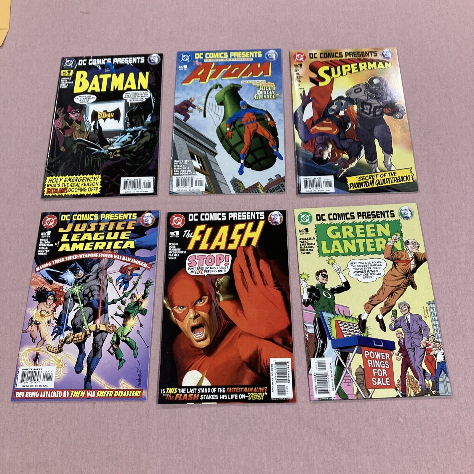 BATMAN #1, Green Lantern 1, JLA 1, Superman 1, Flash 1, Atom 1, DC Presents 2004