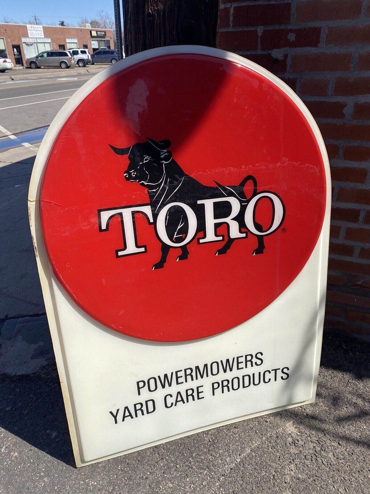 HUGE 4ft Vintage TORO “Powermowers Yard Care Products” 60s 70s Sign Advertising