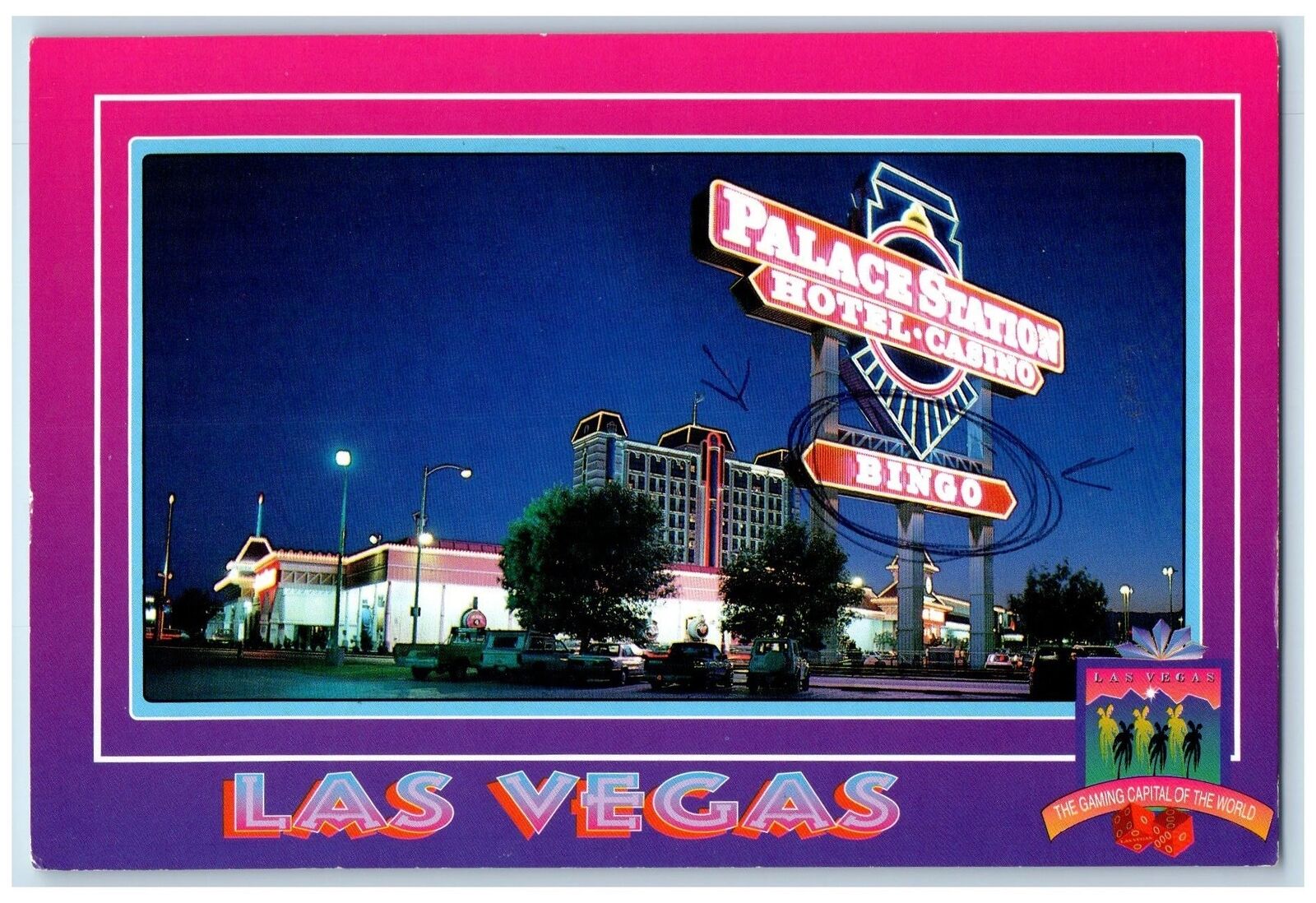 c1920\'s Palace Station Hotel Casino Roadside Las Vegas Nevada NV Posted Postcard